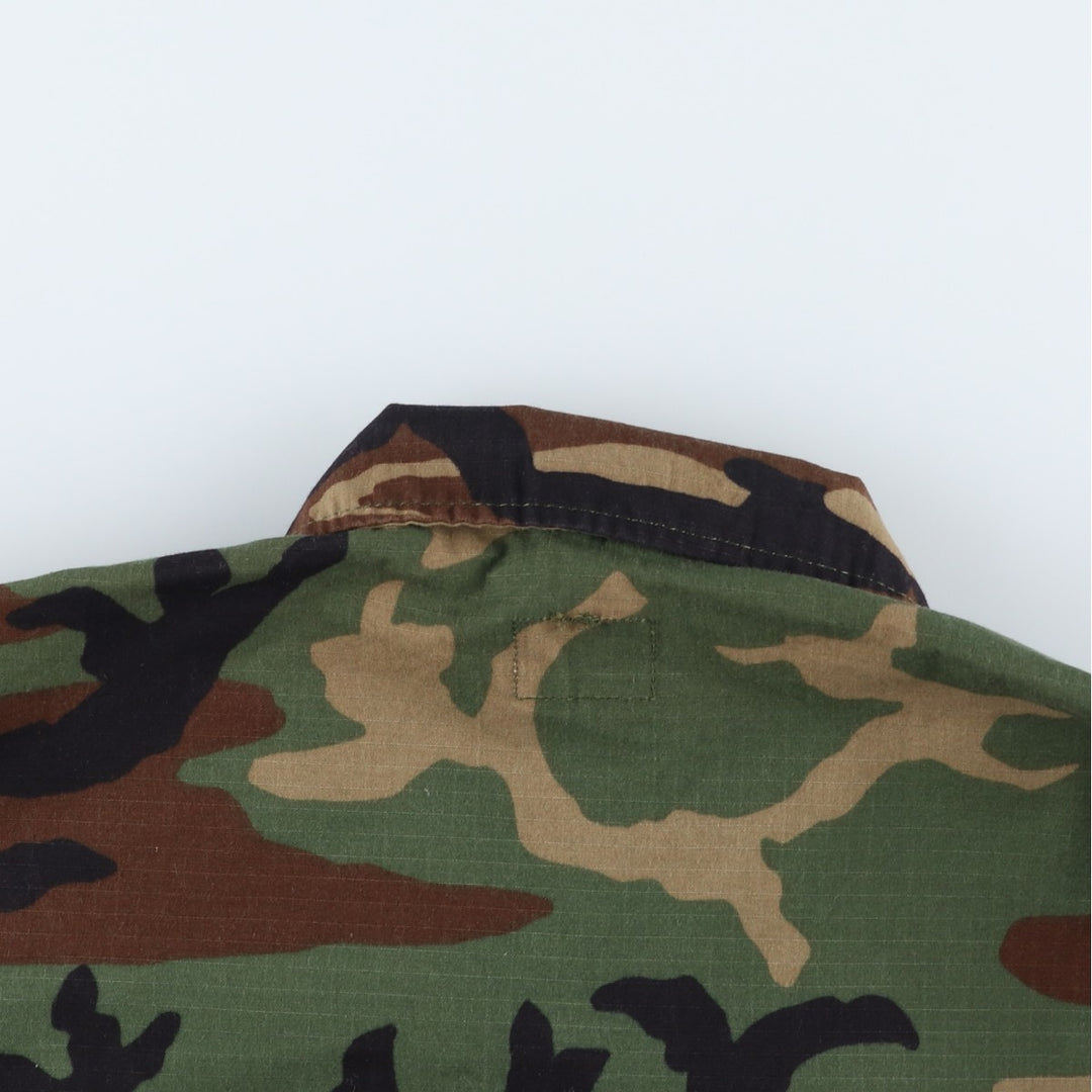 Camouflage Woodland Camo Ripstop BDU Military Jacket, Medium-Short (Men's Size M) Nylon Khaki type Vintage Second Hand