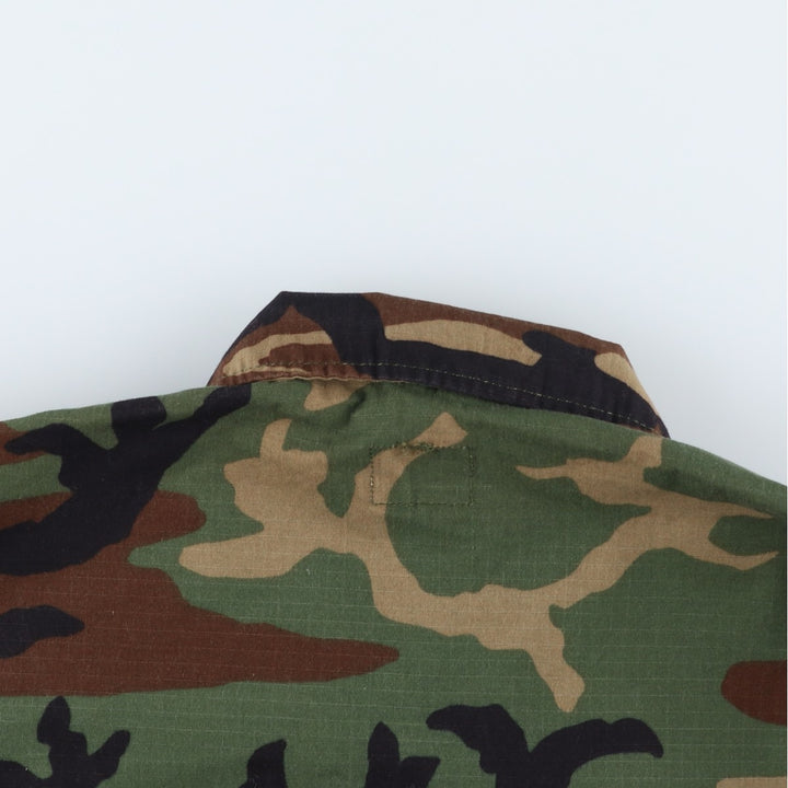 Camouflage Woodland Camo Ripstop BDU Military Jacket, Medium-Short (Men's Size M) Nylon Khaki type Vintage Second Hand