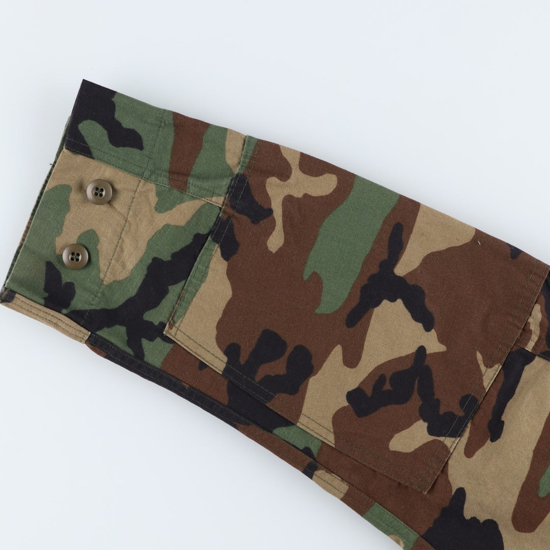 Camouflage Woodland Camo Ripstop BDU Military Jacket, Medium-Short (Men's Size M) Nylon Khaki type Vintage Second Hand
