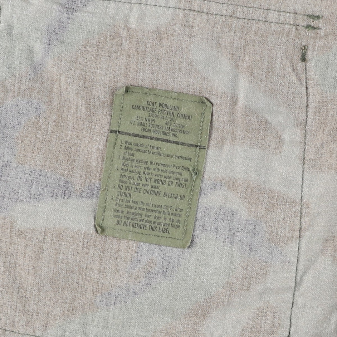 90'S US Military Genuine Camouflage Pattern Woodland Camo BDU Military Jacket Made in USA MEDIUM-SHORT Men's M Size Vintage Nylon Khaki type Vintage Second Hand
