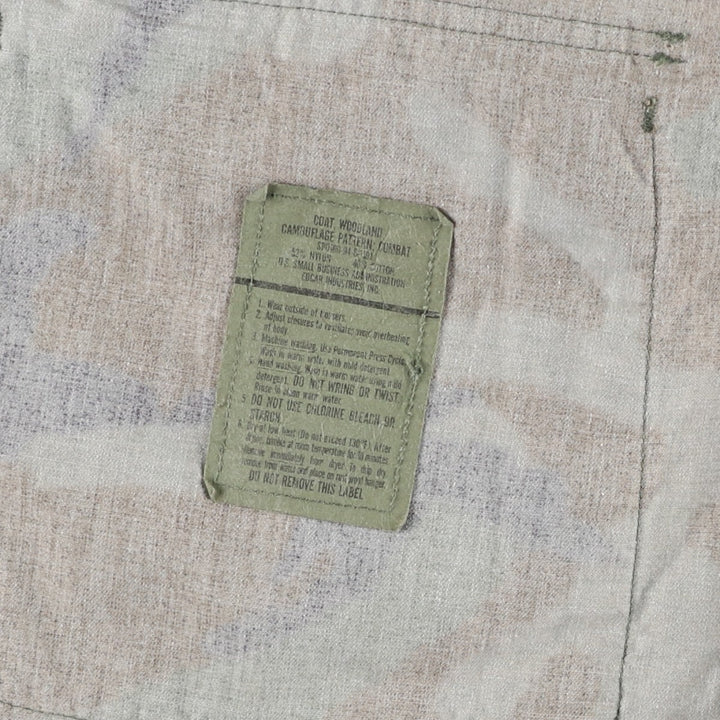 90'S US Military Genuine Camouflage Pattern Woodland Camo BDU Military Jacket Made in USA MEDIUM-SHORT Men's M Size Vintage Nylon Khaki type Vintage Second Hand