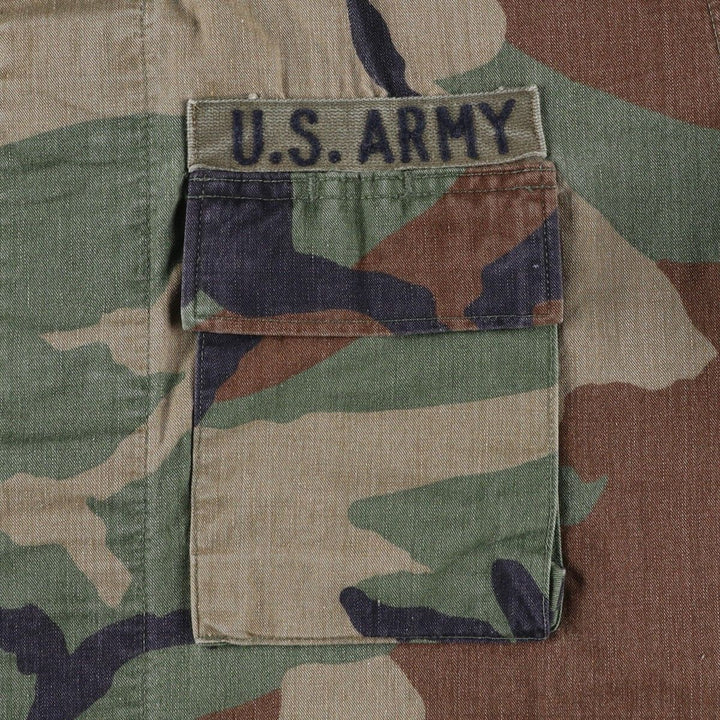 90'S US Military Genuine Camouflage Pattern Woodland Camo BDU Military Jacket Made in USA MEDIUM-SHORT Men's M Size Vintage Nylon Khaki type Vintage Second Hand