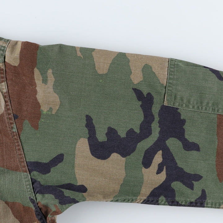 90'S US Military Genuine Camouflage Pattern Woodland Camo BDU Military Jacket Made in USA MEDIUM-SHORT Men's M Size Vintage Nylon Khaki type Vintage Second Hand
