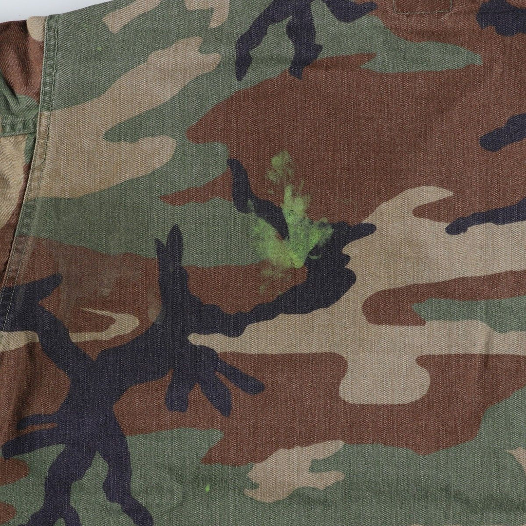 90'S US Military Genuine Camouflage Pattern Woodland Camo BDU Military Jacket Made in USA MEDIUM-SHORT Men's M Size Vintage Nylon Khaki type Vintage Second Hand