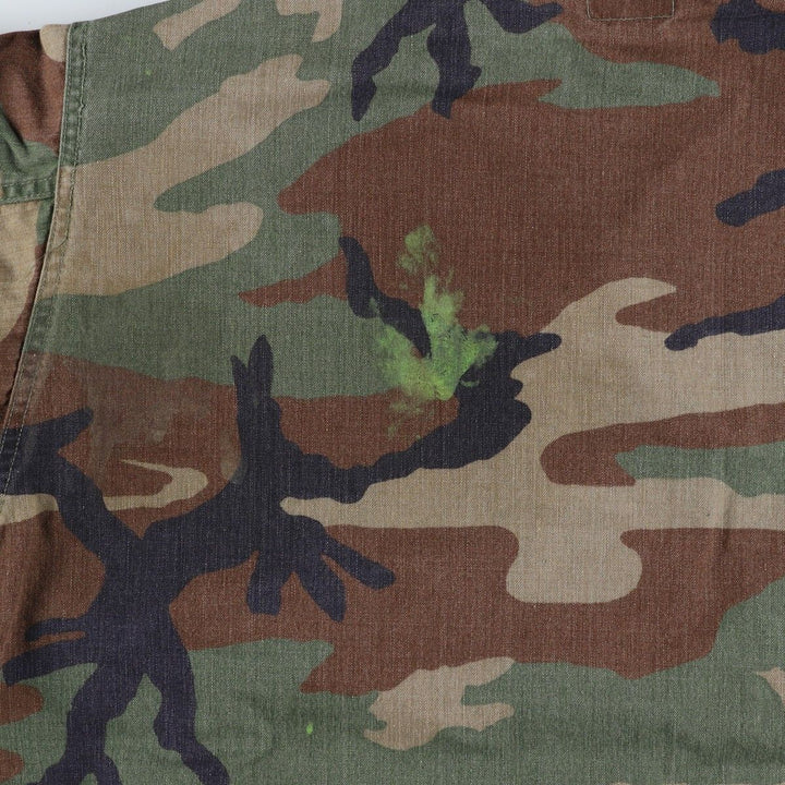 90'S US Military Genuine Camouflage Pattern Woodland Camo BDU Military Jacket Made in USA MEDIUM-SHORT Men's M Size Vintage Nylon Khaki type Vintage Second Hand