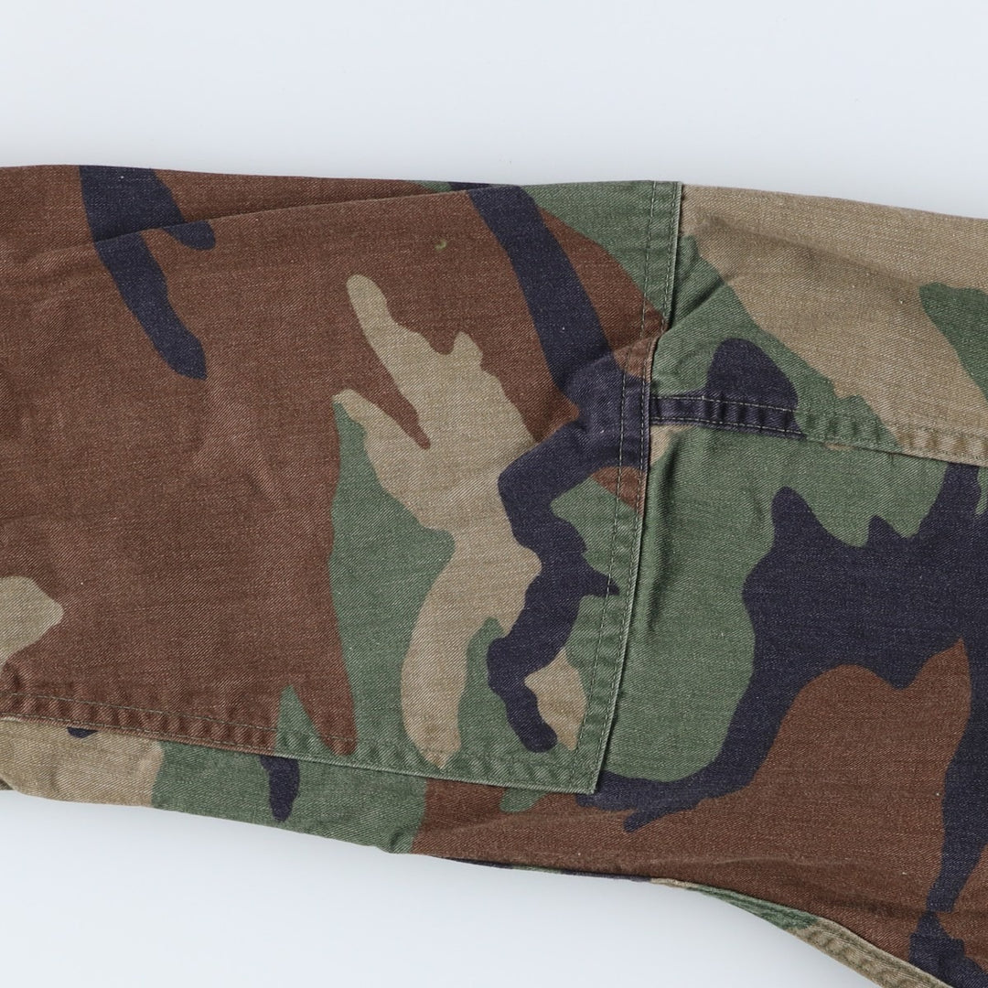 90'S US Military Genuine Camouflage Pattern Woodland Camo BDU Military Jacket Made in USA MEDIUM-SHORT Men's M Size Vintage Nylon Khaki type Vintage Second Hand