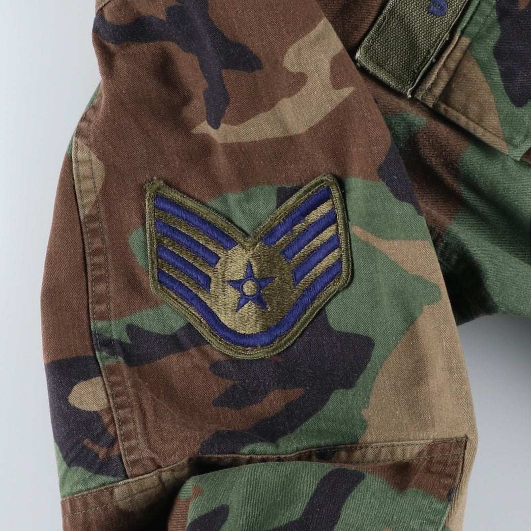80'S US Military Genuine Camouflage Pattern Woodland Camo Ripstop BDU Military Jacket Made in USA MEDIUM-SHORT Men's M cotton Khaki type Vintage Second Hand