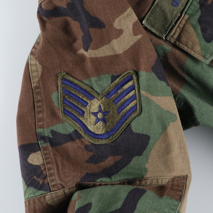 80'S US Military Genuine Camouflage Pattern Woodland Camo Ripstop BDU Military Jacket Made in USA MEDIUM-SHORT Men's M cotton Khaki type Vintage Second Hand