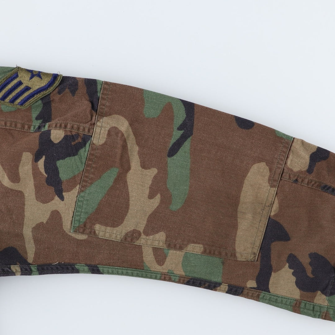 80'S US Military Genuine Camouflage Pattern Woodland Camo Ripstop BDU Military Jacket Made in USA MEDIUM-SHORT Men's M cotton Khaki type Vintage Second Hand