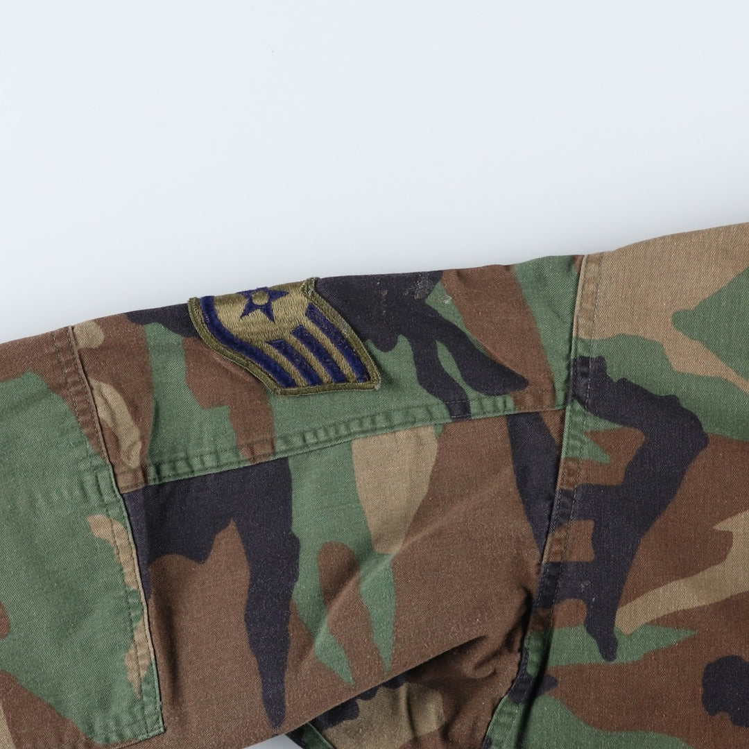 80'S US Military Genuine Camouflage Pattern Woodland Camo Ripstop BDU Military Jacket Made in USA MEDIUM-SHORT Men's M cotton Khaki type Vintage Second Hand