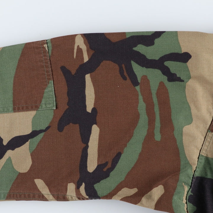 1990'S US Military Issue Camouflage Pattern Woodland Camo Ripstop BDU Military Jacket, Made in USA, X-LARGE-REGULAR Nylon Khaki type Vintage Second Hand