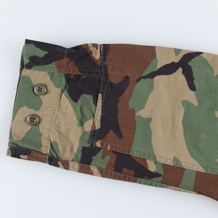 1990'S US Military Issue Camouflage Pattern Woodland Camo Ripstop BDU Military Jacket, Made in USA, X-LARGE-REGULAR Nylon Khaki type Vintage Second Hand
