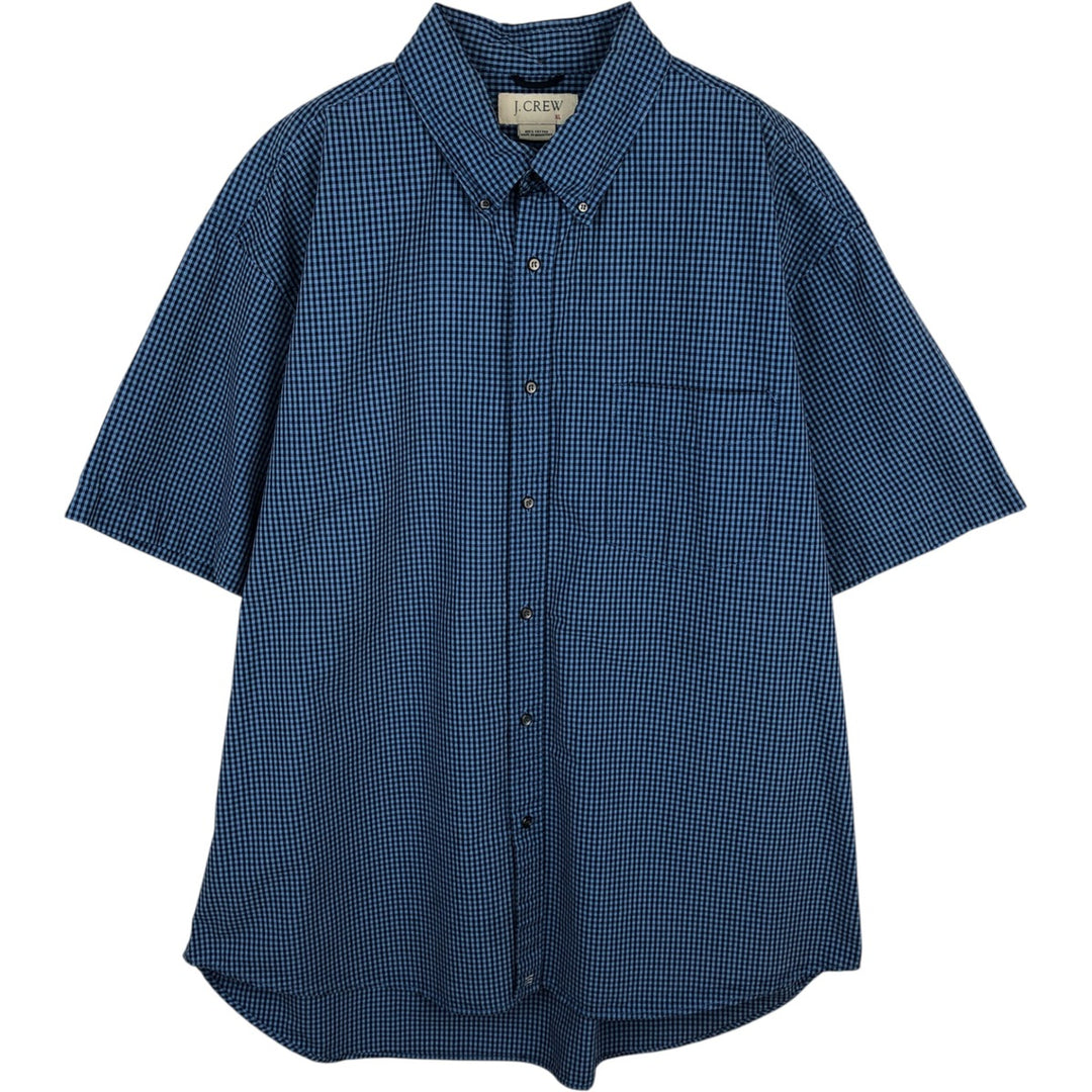 J.Crew Short-Sleeve Button-Down Check Shirt, Men's Size XL (approx.) cotton blue type Vintage Second Hand
