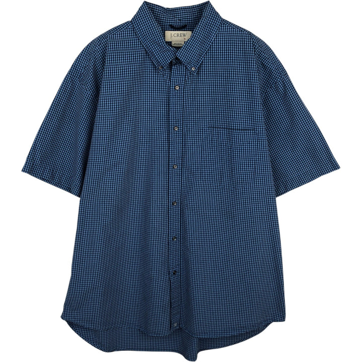 J.Crew Short-Sleeve Button-Down Check Shirt, Men's Size XL (approx.) cotton blue type Vintage Second Hand
