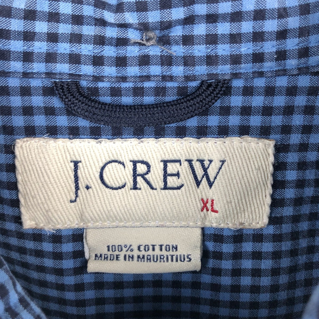 J.Crew Short-Sleeve Button-Down Check Shirt, Men's Size XL (approx.) cotton blue type Vintage Second Hand