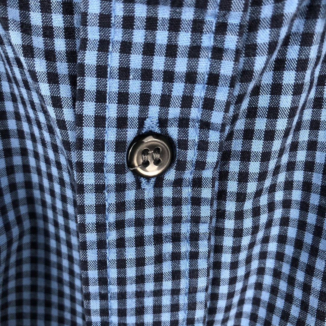 J.Crew Short-Sleeve Button-Down Check Shirt, Men's Size XL (approx.) cotton blue type Vintage Second Hand