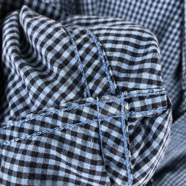 J.Crew Short-Sleeve Button-Down Check Shirt, Men's Size XL (approx.) cotton blue type Vintage Second Hand