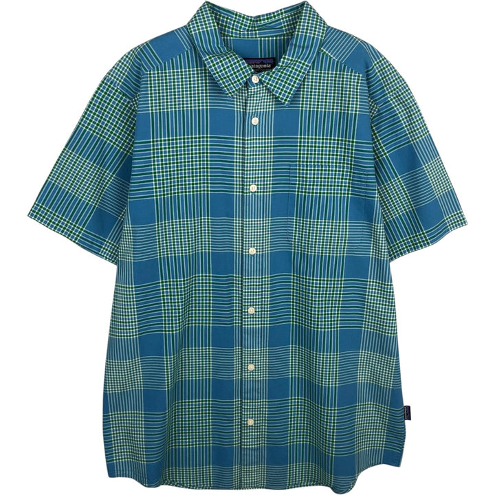Patagonia ORGANIC COTTON 52690SP12 Short-Sleeve Cotton Check Shirt, Men's Size L (approx.) Organic cotton Blue type light blue Vintage Second Hand