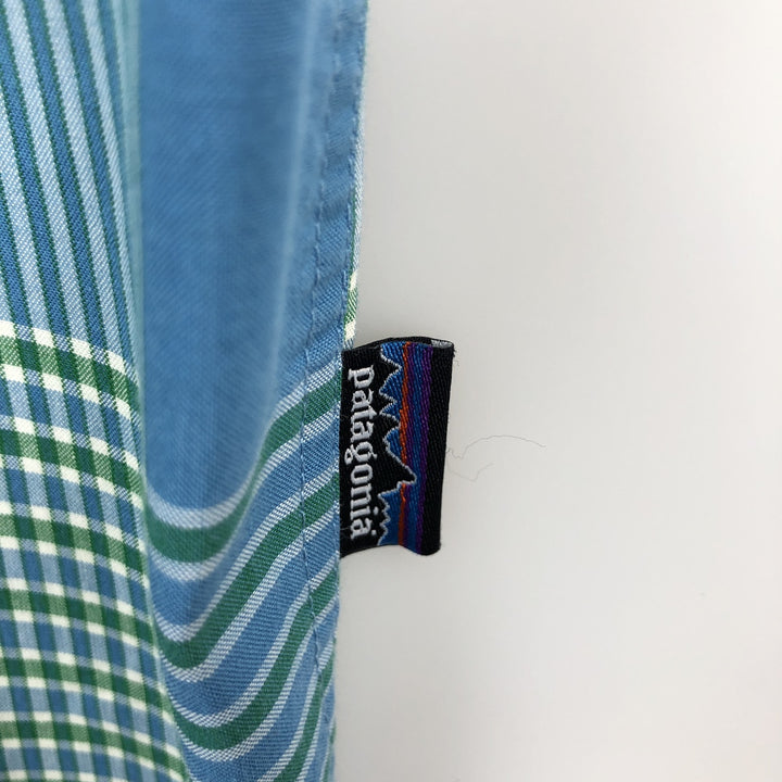 Patagonia ORGANIC COTTON 52690SP12 Short-Sleeve Cotton Check Shirt, Men's Size L (approx.) Organic cotton Blue type light blue Vintage Second Hand