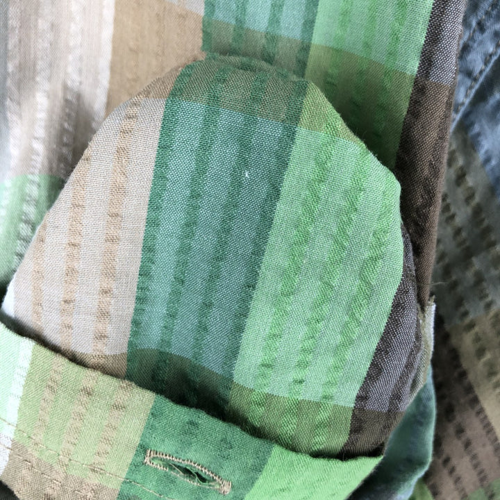 Patagonia Packerwear Shirt 53002SP13 Seersucker Check Pattern Short Sleeve Poly Shirt Box Shirt Men's XL Equivalent polyester green type Vintage Second Hand