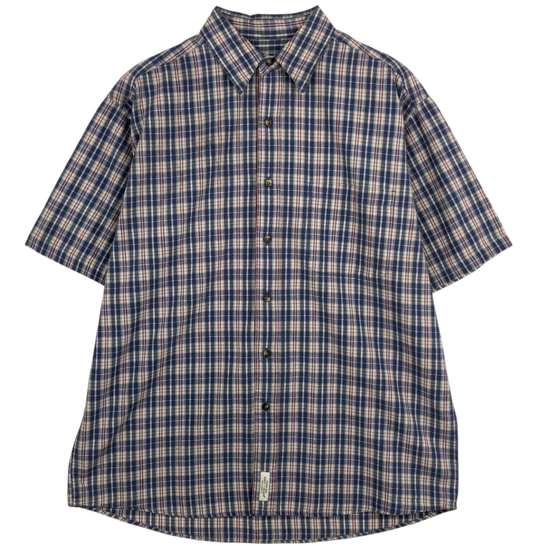 Eddie Bauer short-sleeved cotton check shirt, size L for men cotton blue type Vintage Second Hand