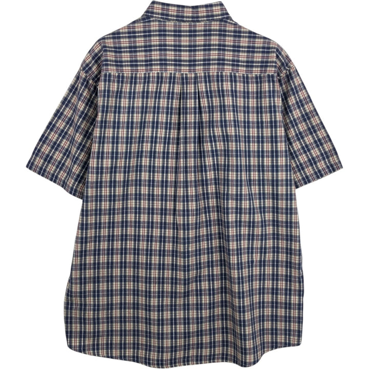 Eddie Bauer short-sleeved cotton check shirt, size L for men cotton blue type Vintage Second Hand