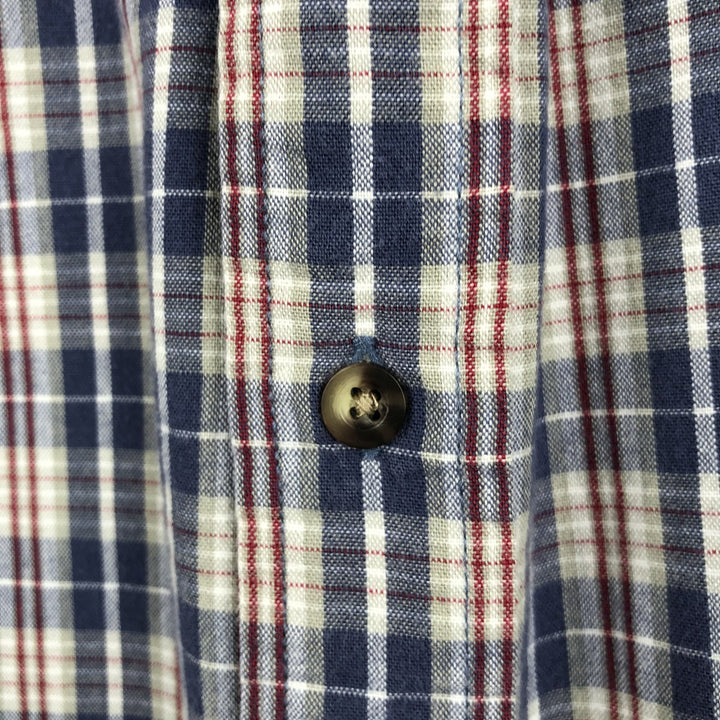 Eddie Bauer short-sleeved cotton check shirt, size L for men cotton blue type Vintage Second Hand