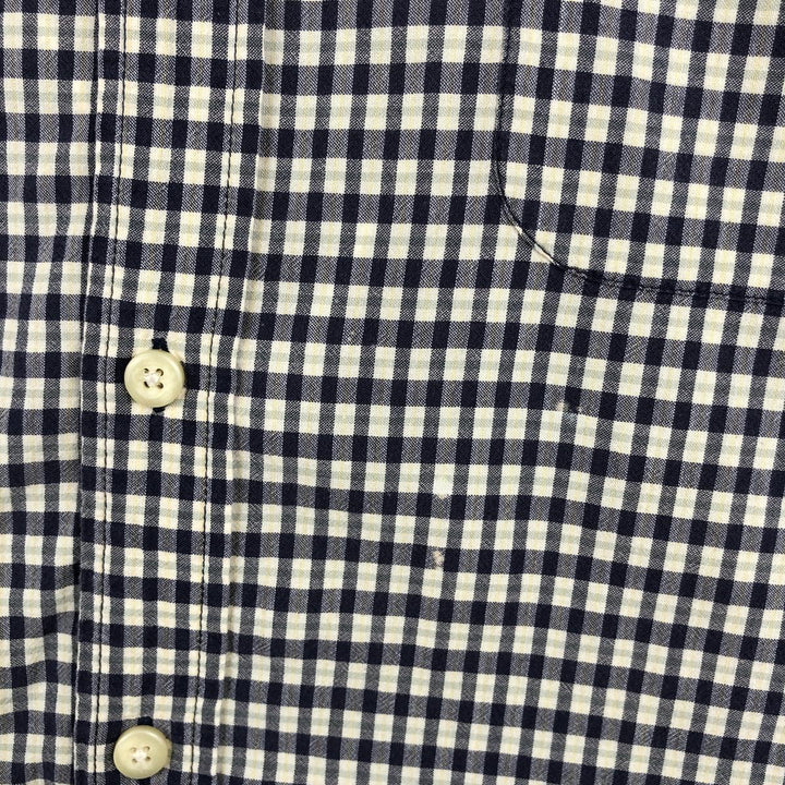 Eddie Bauer short sleeve button down check shirt, men's XL size cotton navy blue type Vintage Second Hand