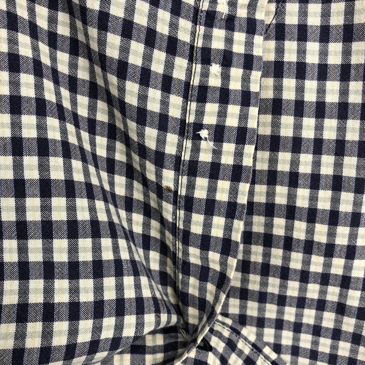 Eddie Bauer short sleeve button down check shirt, men's XL size cotton navy blue type Vintage Second Hand