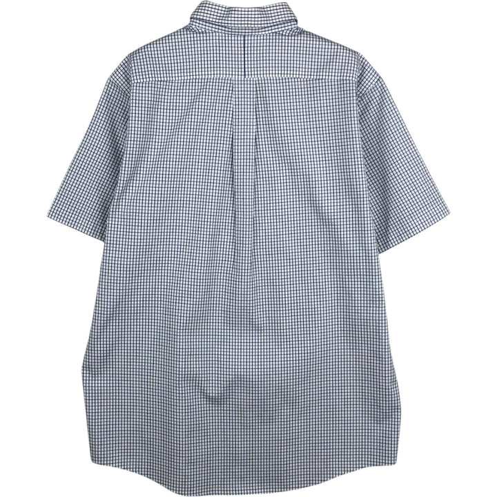 LLBean Short Sleeve Button-Down Check Shirt, Men's Size L cotton white type Vintage Second Hand