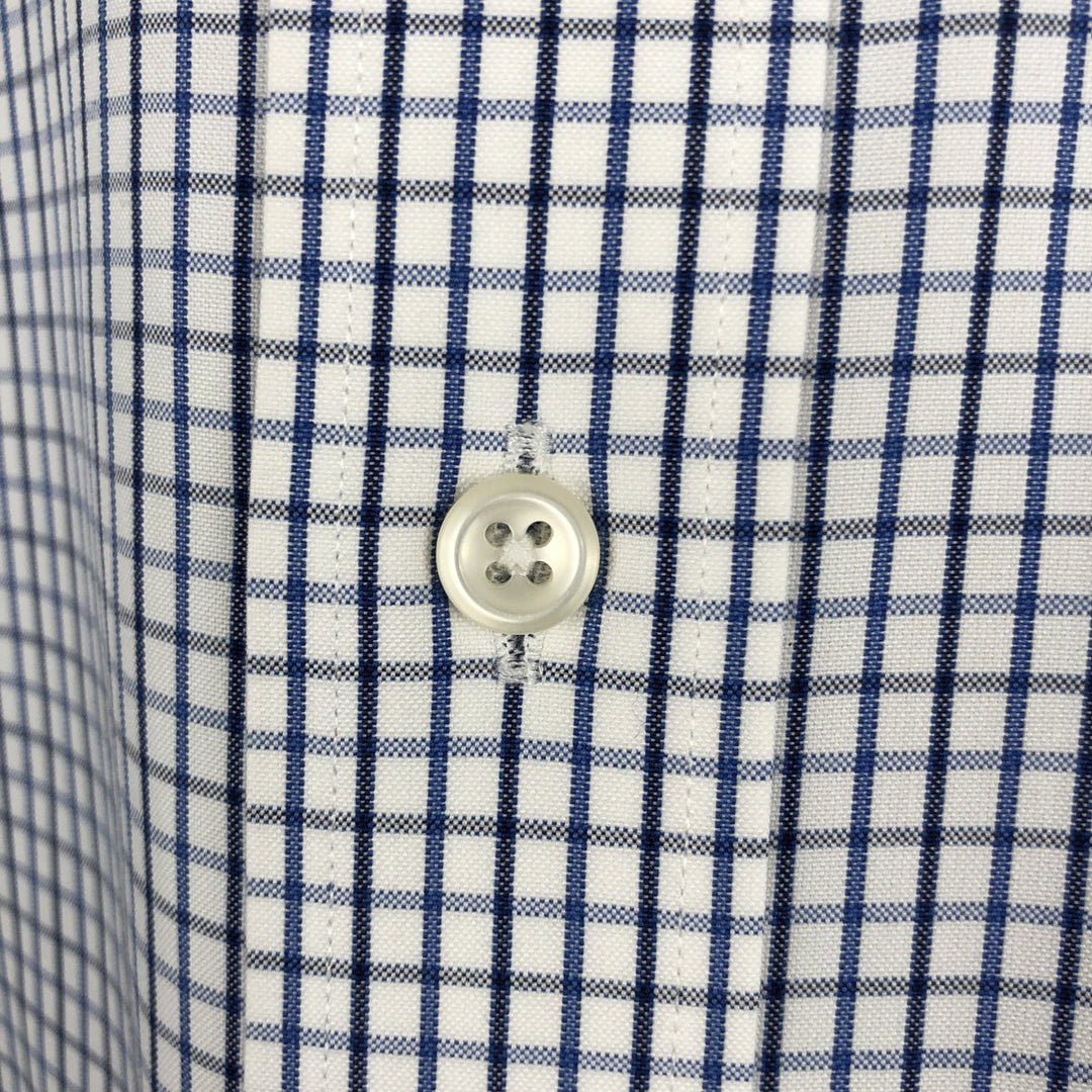 LLBean Short Sleeve Button-Down Check Shirt, Men's Size L cotton white type Vintage Second Hand