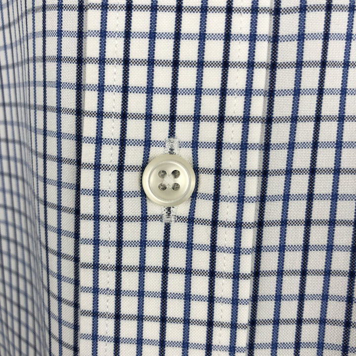 LLBean Short Sleeve Button-Down Check Shirt, Men's Size L cotton white type Vintage Second Hand