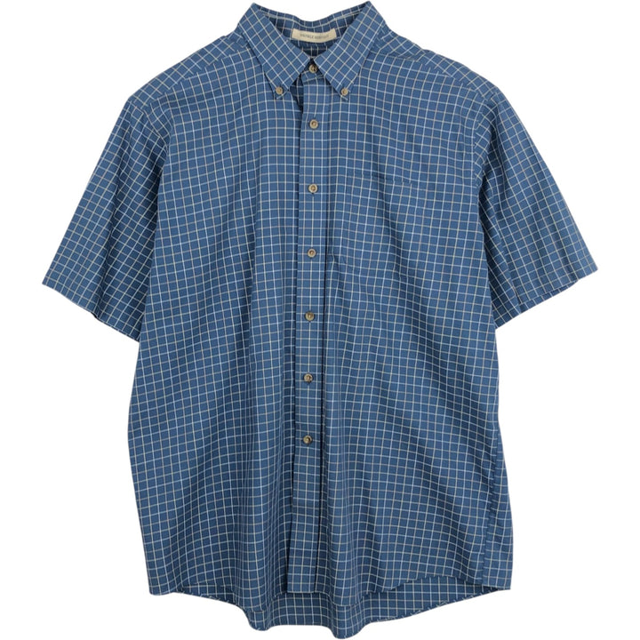 90s-00'S LLBean Short-Sleeve Button-Down Check Shirt, Men's Size L (approx.), Vintage cotton blue type Vintage Second Hand