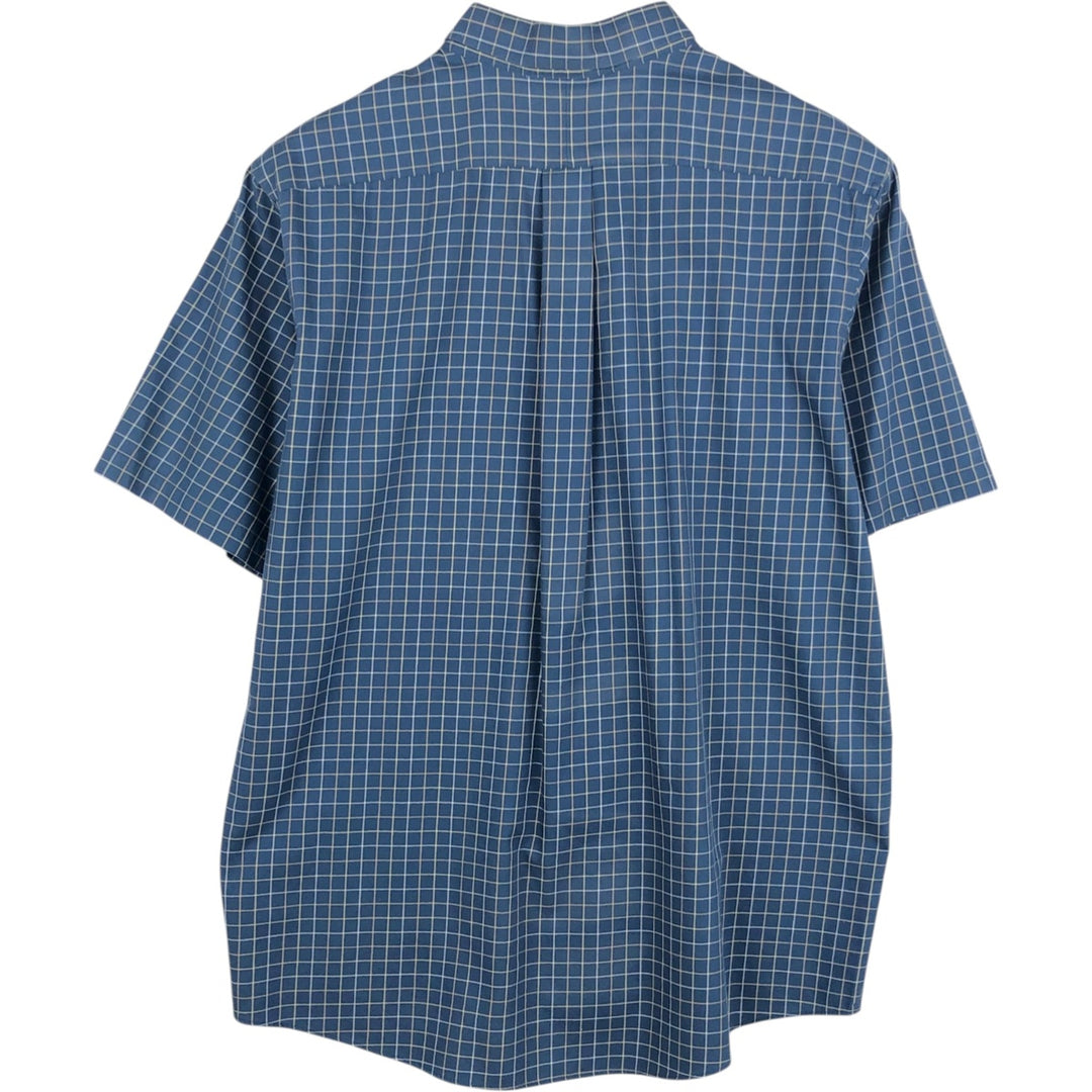 90s-00'S LLBean Short-Sleeve Button-Down Check Shirt, Men's Size L (approx.), Vintage cotton blue type Vintage Second Hand