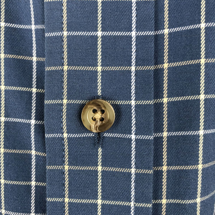 90s-00'S LLBean Short-Sleeve Button-Down Check Shirt, Men's Size L (approx.), Vintage cotton blue type Vintage Second Hand