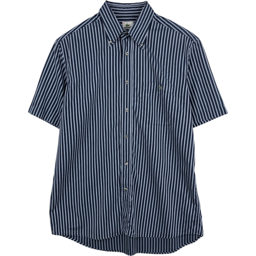 Lacoste LACOSTE short sleeve button down striped shirt men's size L cotton navy blue type Vintage Second Hand
