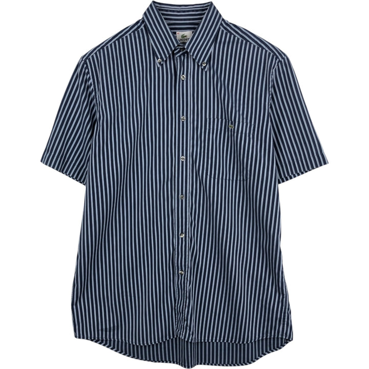 Lacoste LACOSTE short sleeve button down striped shirt men's size L cotton navy blue type Vintage Second Hand