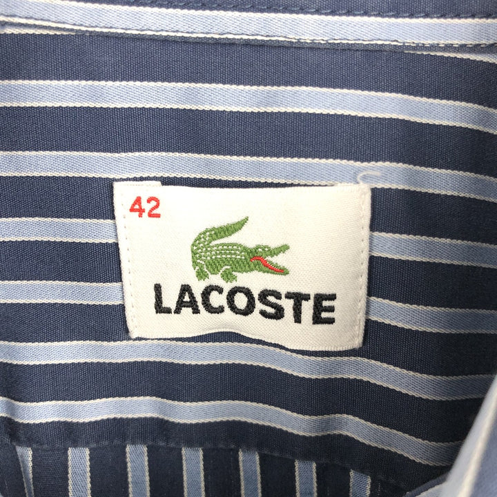 Lacoste LACOSTE short sleeve button down striped shirt men's size L cotton navy blue type Vintage Second Hand