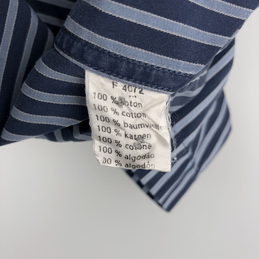 Lacoste LACOSTE short sleeve button down striped shirt men's size L cotton navy blue type Vintage Second Hand