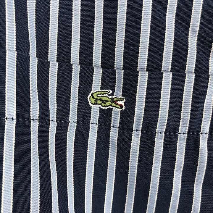 Lacoste LACOSTE short sleeve button down striped shirt men's size L cotton navy blue type Vintage Second Hand