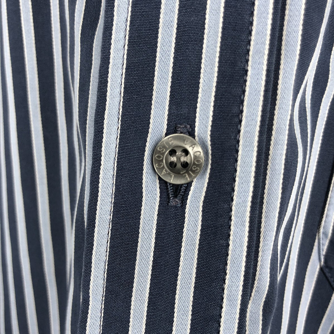 Lacoste LACOSTE short sleeve button down striped shirt men's size L cotton navy blue type Vintage Second Hand