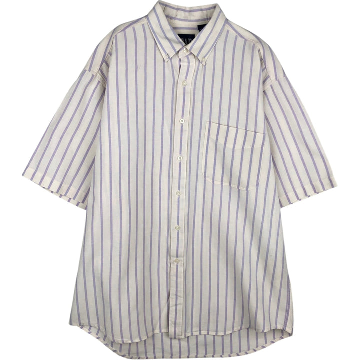 90'S Gap (Old Gap) Button-Down Short-Sleeve Cotton Striped Shirt, Made in Canada, Men's Size L (Equivalent), Vintage cotton white type Vintage Second Hand