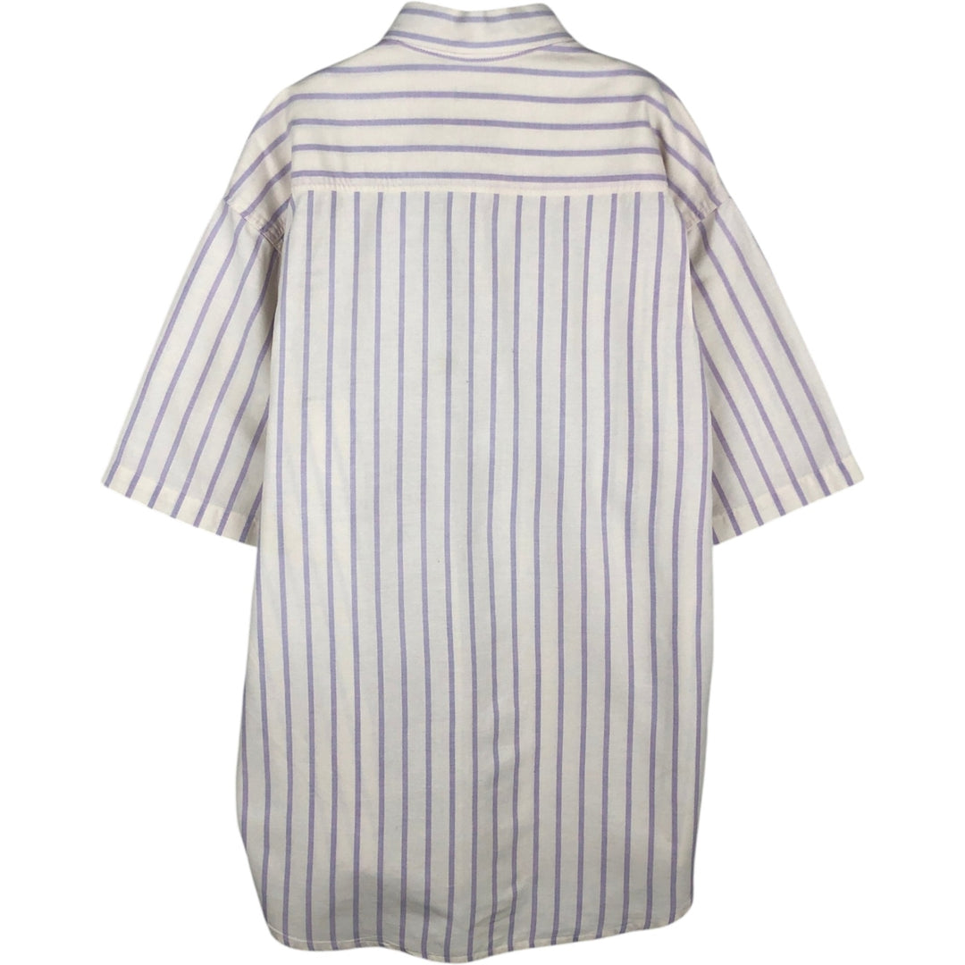 90'S Gap (Old Gap) Button-Down Short-Sleeve Cotton Striped Shirt, Made in Canada, Men's Size L (Equivalent), Vintage cotton white type Vintage Second Hand