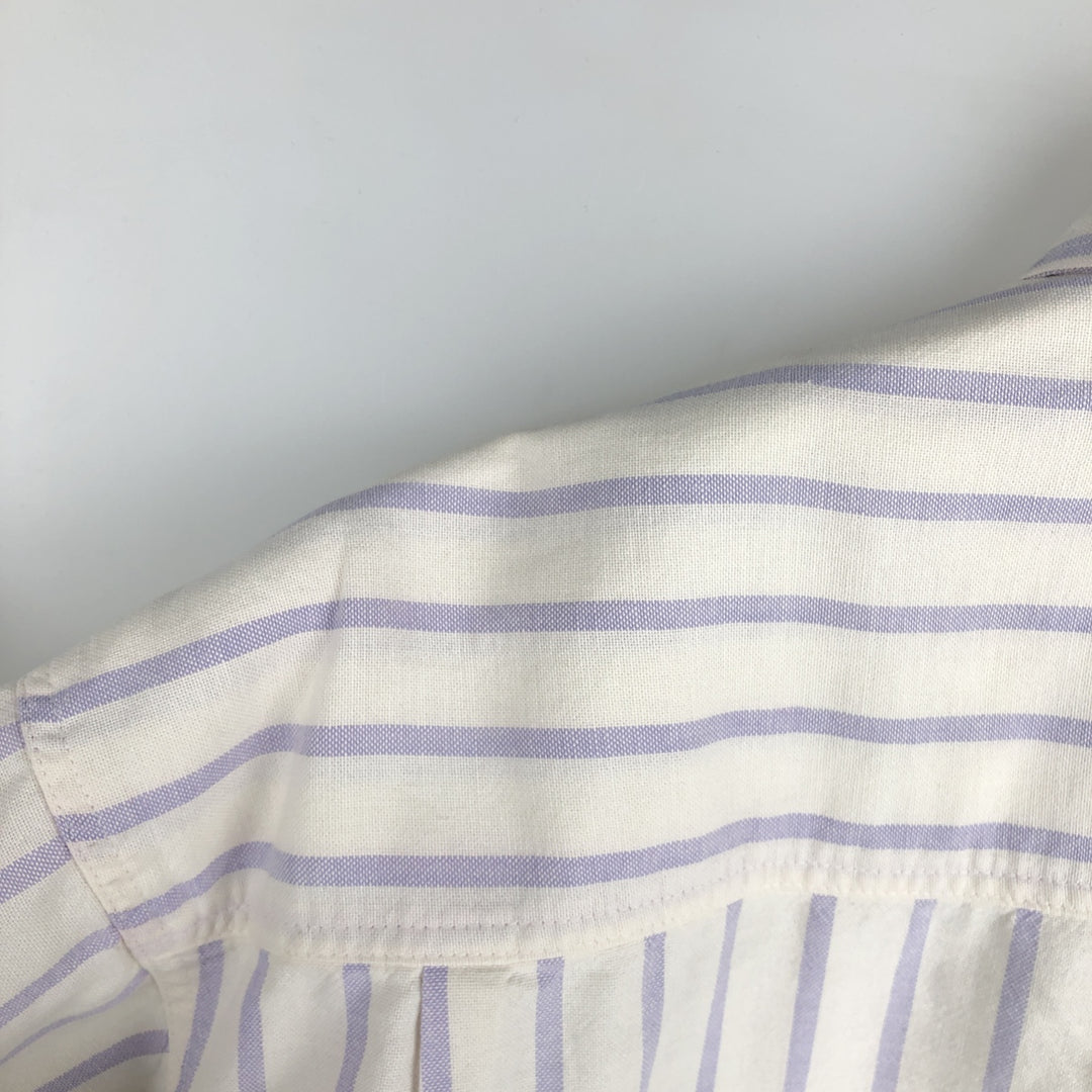 90'S Gap (Old Gap) Button-Down Short-Sleeve Cotton Striped Shirt, Made in Canada, Men's Size L (Equivalent), Vintage cotton white type Vintage Second Hand