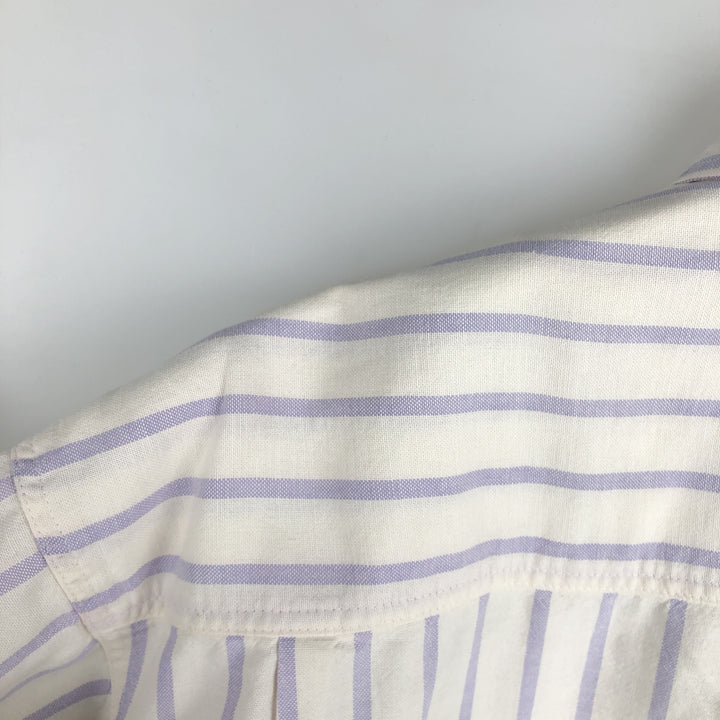 90'S Gap (Old Gap) Button-Down Short-Sleeve Cotton Striped Shirt, Made in Canada, Men's Size L (Equivalent), Vintage cotton white type Vintage Second Hand