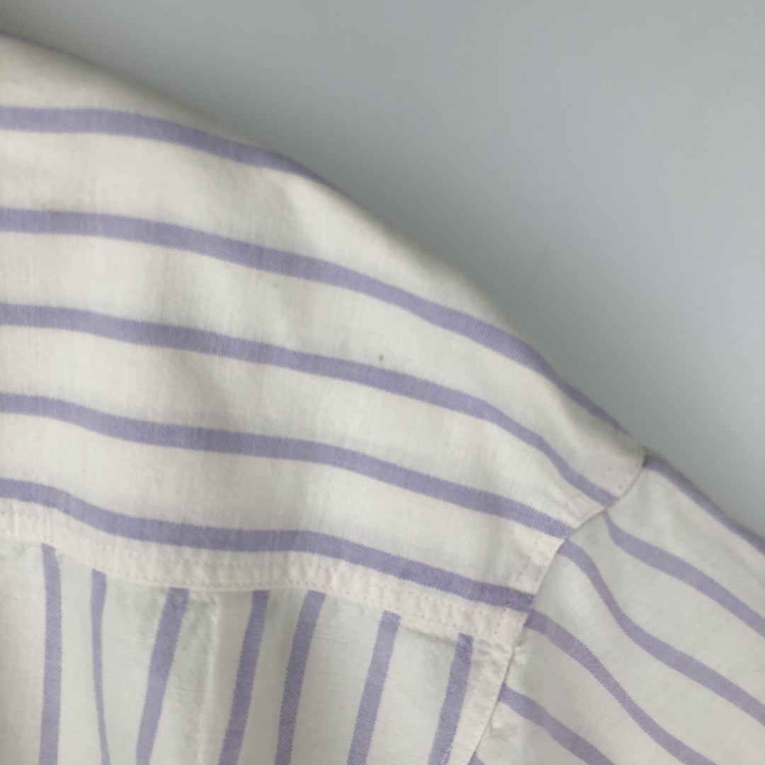 90'S Gap (Old Gap) Button-Down Short-Sleeve Cotton Striped Shirt, Made in Canada, Men's Size L (Equivalent), Vintage cotton white type Vintage Second Hand