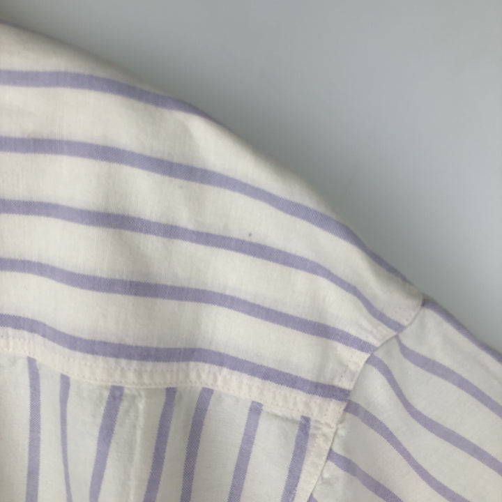 90'S Gap (Old Gap) Button-Down Short-Sleeve Cotton Striped Shirt, Made in Canada, Men's Size L (Equivalent), Vintage cotton white type Vintage Second Hand