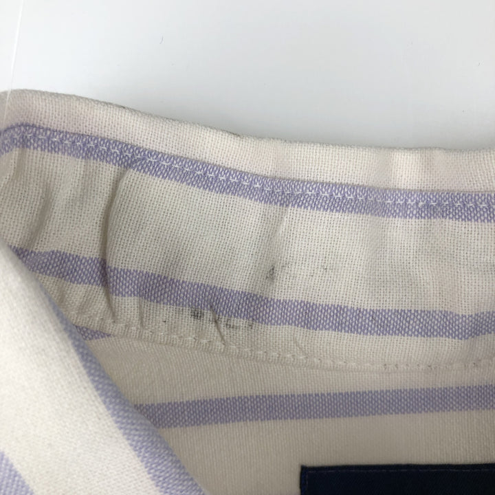 90'S Gap (Old Gap) Button-Down Short-Sleeve Cotton Striped Shirt, Made in Canada, Men's Size L (Equivalent), Vintage cotton white type Vintage Second Hand