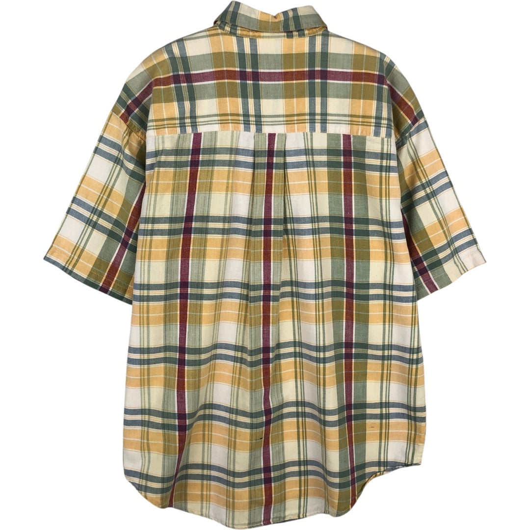 90'S GAP (Old Gap) Short-Sleeve Button-Down Check Shirt, Made in USA, Men's Size XL (Equivalent), Vintage cotton Beige type Vintage Second Hand