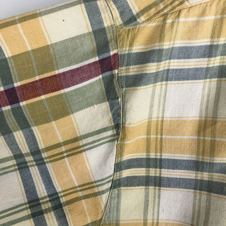 90'S GAP (Old Gap) Short-Sleeve Button-Down Check Shirt, Made in USA, Men's Size XL (Equivalent), Vintage cotton Beige type Vintage Second Hand